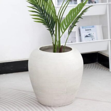 Ribbed White Planter