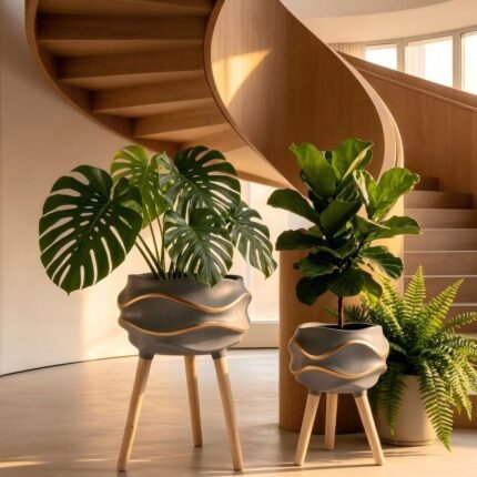 Wavy Fiber Clay Planter