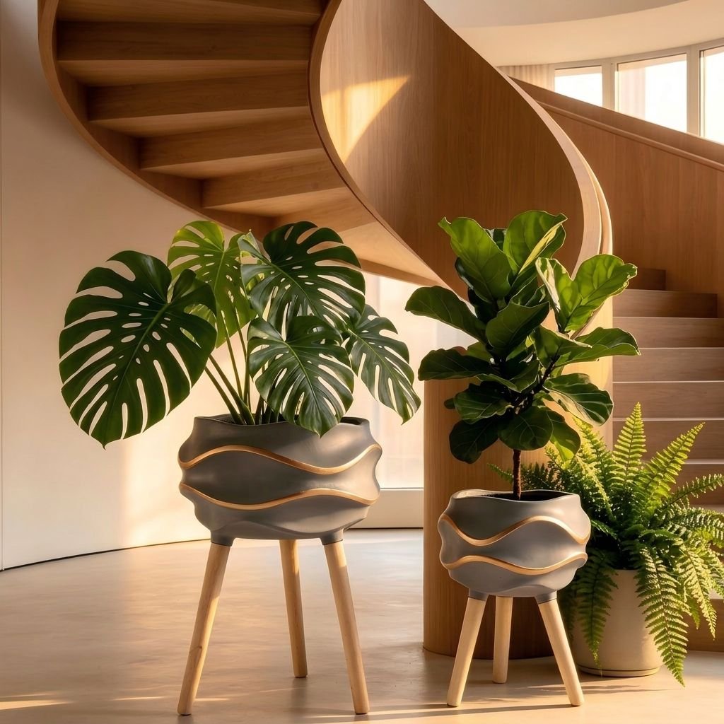 Wavy Fiber Clay Planter